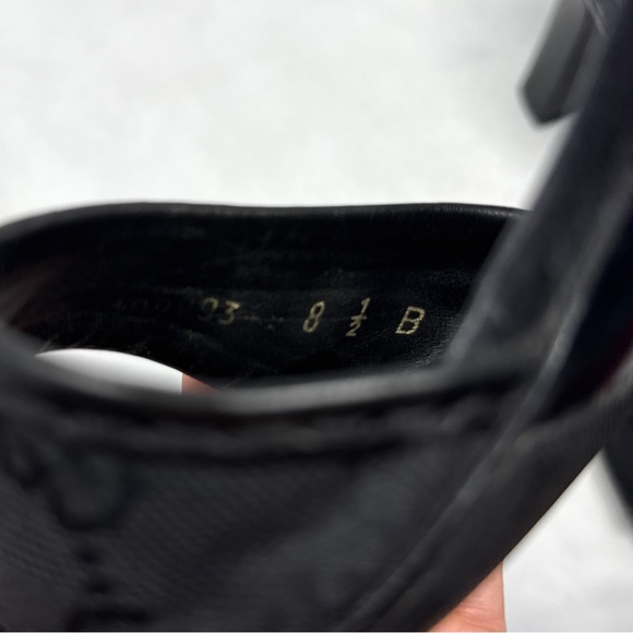 Gucci Vintage GG Monogram Canvas Leather Square Toe Block Heel Mules Black 8.5 - Picture 10 of 14